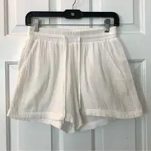 White Gauze High Waist Cotton Shorts