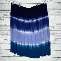 Fashion Bug Size 3X Blue & White Tie Dye Rayon Knit Pull-On Maxi Skirt