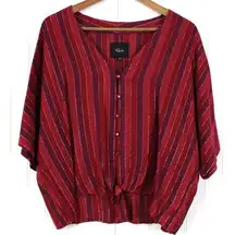 Rails Womens XXL Thea Rouge Stripe Gauzy Top Maroon Purple Summer Preppy Beach