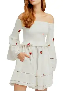 Free People Counting Daisies Embroidered Off the Shoulder Dress White size M