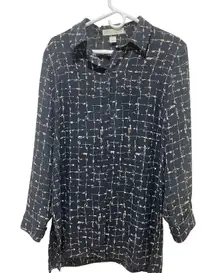 Josephine Chaus Blouse Top Abstract Print Long Sleeve‎ Career Size 12