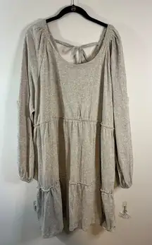 Heyson Tiered Mini Dress Long Sleeve Casual Tie Back Gray-Casual Boho-Size‎ 2XL