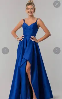 PromGirl Long Alyce High-Low Taffeta Prom Dress with Slit