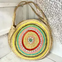 NEW Muche Muchette Milagro Braided Straw Round Shoulder Handbag Beige One Size