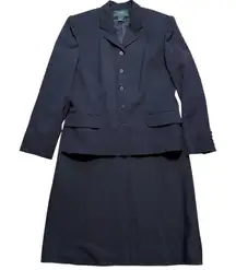 Lauren Ralph Lauren Women's Windowpane Worsted Wool Blazer Skirt Suit Size 12