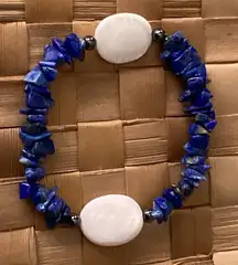 Vintage Lapis Lazuli Bracelet, Mother of Pearl, & Hematite Handmade in Maui