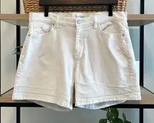 Banana Republic Mid to High-Rise White Denim Roll Up Hem Shorts, 30