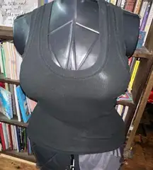 Z Supply basics black ribbed scoop neck knit S tank top