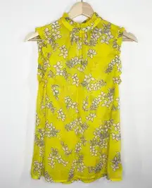 Who What Wear Yellow Sheer Floral Print Tank Top Women's Size X-Small XS