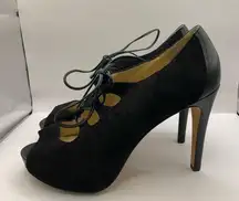 Talbots Tie Up Black Suade Heels Size 8M