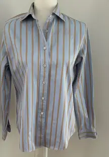 Faconnable Striped Blue and Tan Cotton Button Down sz M