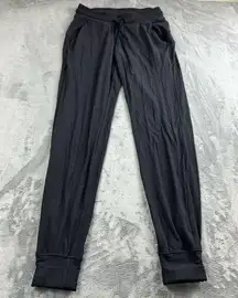 Lululemon Womens Jogger Size 4 Black High Rise 28" Soft Pockets Logo Athleisure