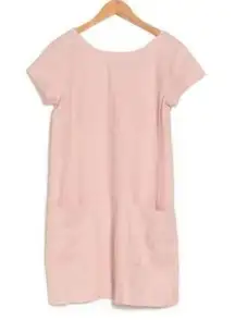 Eileen Fisher 100% Organic Linen Bateau Neck Short Sleeve Patch Pocket Shift Dre