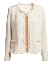 IRO Wondrous Tweed Frayed Jacket Shaggy Cream Off-White Size 38 US 6 Medium