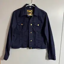 Michael Michael Kors Dark Blue Jean Jacket with Gold Buttons Size Medium