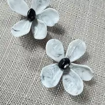 Zara White Flower Statement Earrings