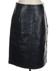 ModCloth Black Faux Leather Textured Crocodile Print Midi Skirt Size 14 L NWT