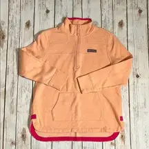 Vineyard Vine Heather Peach Shep Shirt With Fuchsia Accents