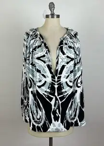 MIKOH Blue Black Dolan Sleeve Top