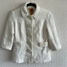 Tory Burch Women’s Cream White Tweed‎ Buttons Coat Blazer Size 2
