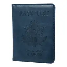 Passport Holder Travel Wallet Case Faux Leather Cover Card Slots USA Embossed