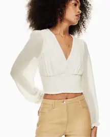 Aritzia Wilfred Wistful Blouse in Light Birch Size 2XS