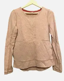 Lululemon Exhalation Crew Sweatshirt Women Size 6 Pink Kangaroo Pocket Active‎