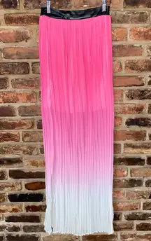 NWT Flawed Missguided Pink Cream Ombre Pleated Maxi Skirt Women's Size US 4