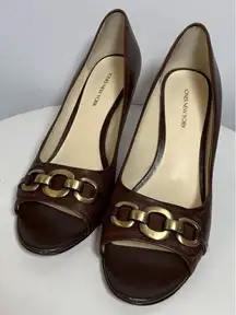 Jones New York Womens Shoes Peep Toe Heeled Brown Size 9