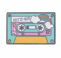 Rainbow Hits 90’s Cassette Tape Brooch Cartoon Metal Enamel Pin Collectable Past