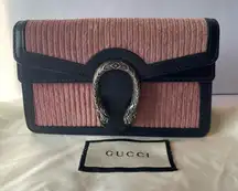 Gucci Dionysus Mini Pink Corduroy and Leather Shoulder/Crossbody Bag - Preowned