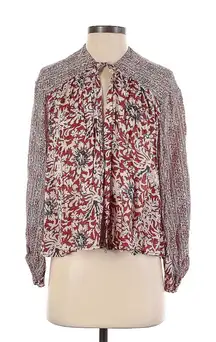 Free People‎ Maroon and Cream Pattern Cardigan XS