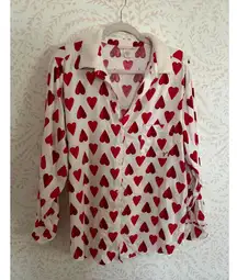 Victoria's Secret Heart Print Button-Up Sherpa Lined PJ Set