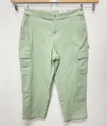 Style & co. Mid Rise Green Cargo Cropped Straight Jeans Womens 18 Smokey Sage