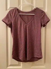 Love Tee V Neck Short Sleeve Size 6 Step Stripe Plumful Arctic Plum
