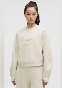 Lululemon NWT Scuba Oversized Pullover Wordmark Crewneck Bone Color Size M L