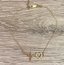 14K Gold Heartbeat Heart Bracelet