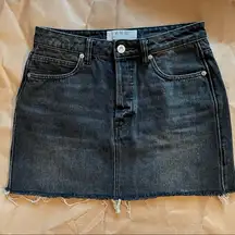 Urban Outfitters We the Free Black Denim Mini Skirt Button Fly 26" EUC