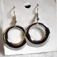 New Ultramodern Trendy Casual Silver Tone Circle Dangle Hook Earrings
