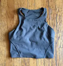 Lululemon Sports Bra Tank Womens 8 Olive High Neck Longline Racerback Yoga