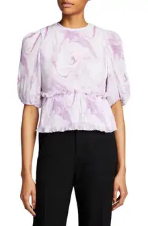 Ganni Lilac pleated Georgette Women's Blouse SZ:36