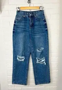 Shein High Rise Distressed Denim Jeans Size XSP