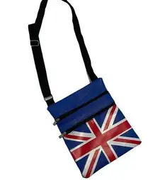 faux leather British flag print adjustable crossbody bag  BT 6026