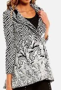 Ali Miles Black White Blazer Jacket Size Medium Wired Collar Glamorous V1