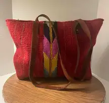 Finding Vettey 100% Wool Red Handbag Tote Leather Straps