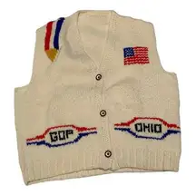 Vintage GOP political knit sweater small medium white republican hand president