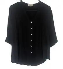 Love Tree Women's Size Large Light Weight‎ Sheer Button Up Blouse