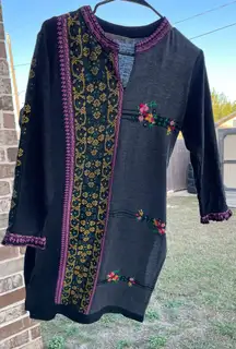 Women’s  embroidered floral Kurta maxi tunic dress