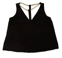 Nydia silk T strap harness Black and Gold Tank Blouse