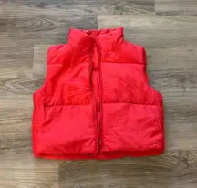 Red puffer vest 